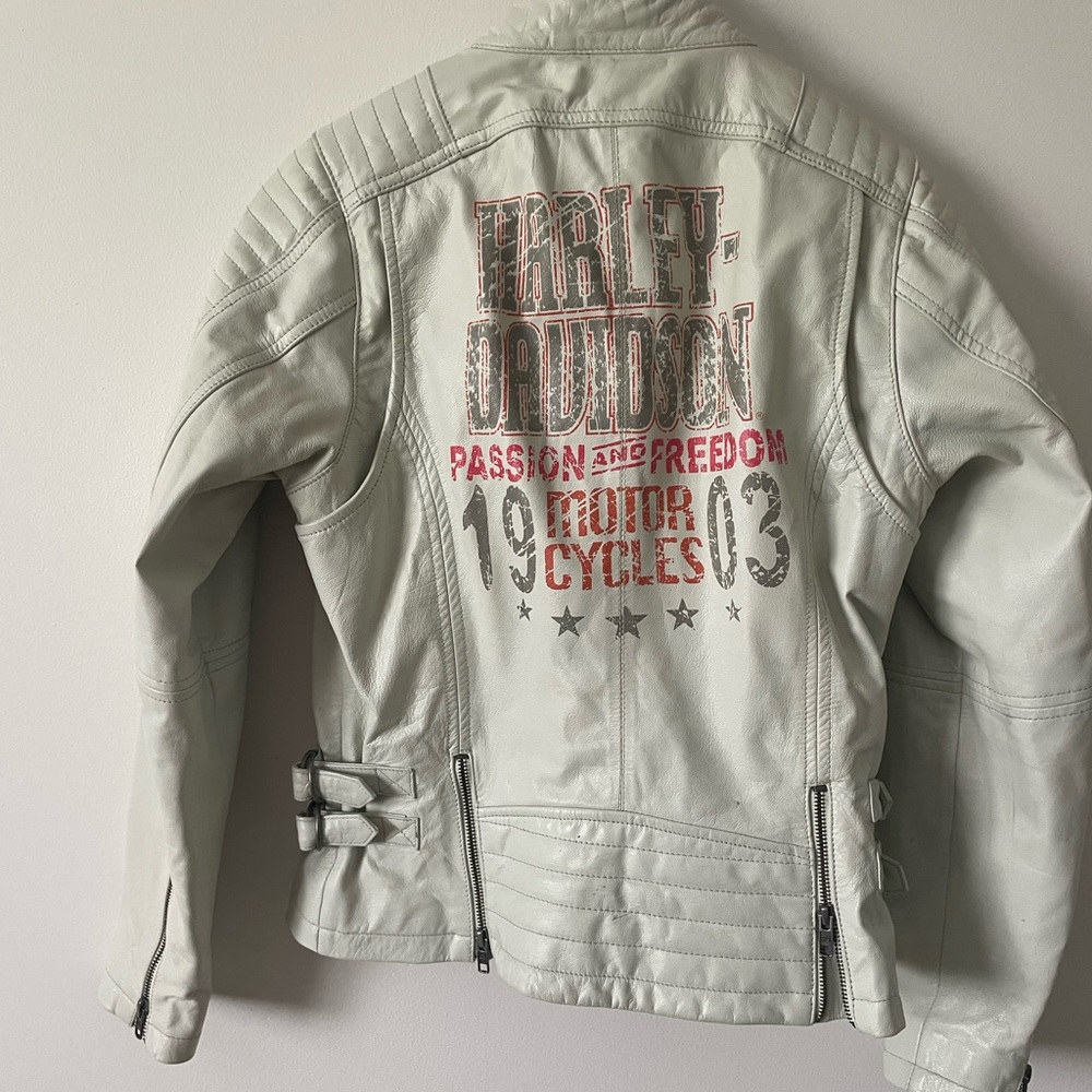Womens Special Edition White Harley Davidson Leather Jacket. - Picture 3 of 4